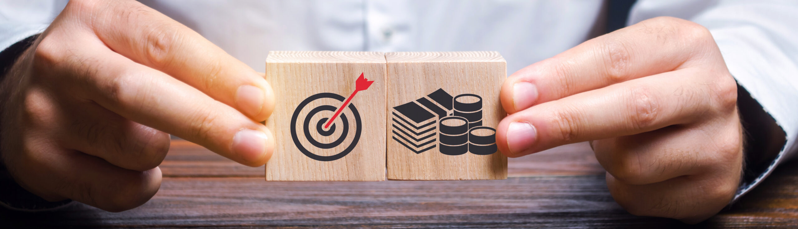 blocks representing setting of financial goals and targets