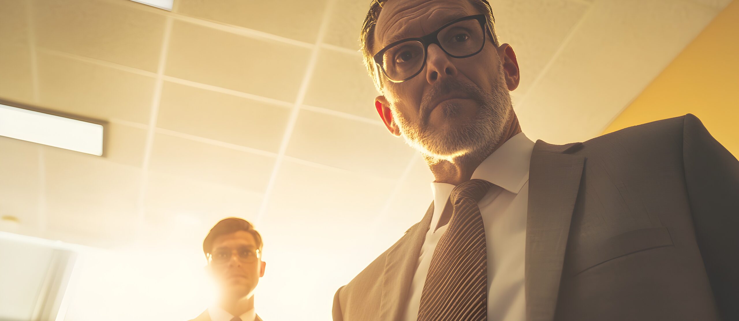 manager looking over employee's shoulder